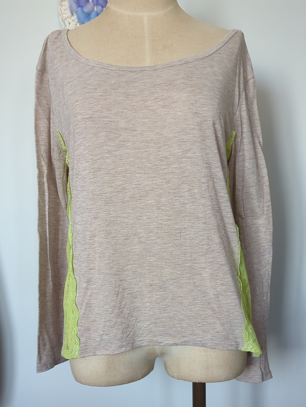 American Eagle Long Sleeve Tee with Lace Inserts, Size M